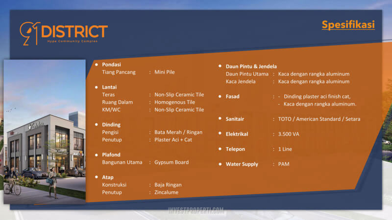 Spesifikasi Bangunan Ruko 91 District BSD