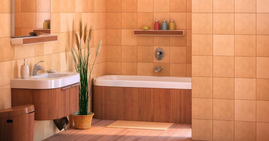 kamar mandi warna terracotta