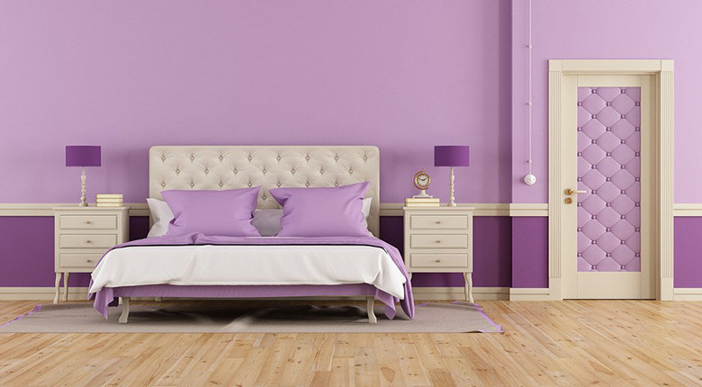 warna cat kamar tidur romantis: ungu lavender