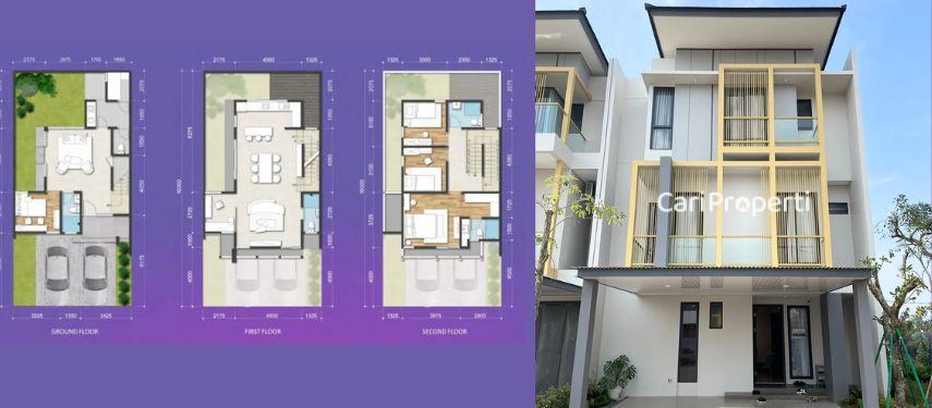 denah rumah 3 lantai