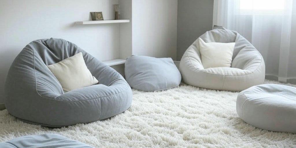 desain ruang tamu tanpa kursi dengan karpet bulu