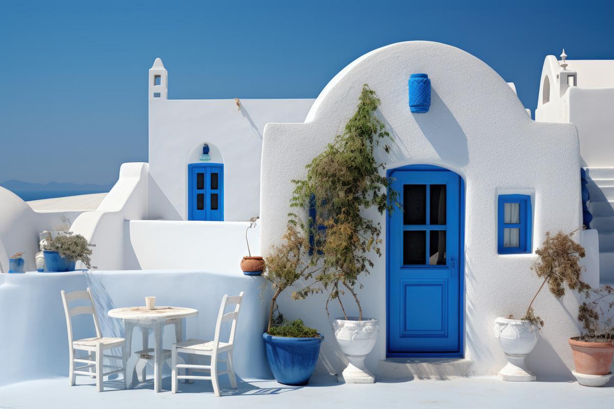 desain fasad rumah santorini