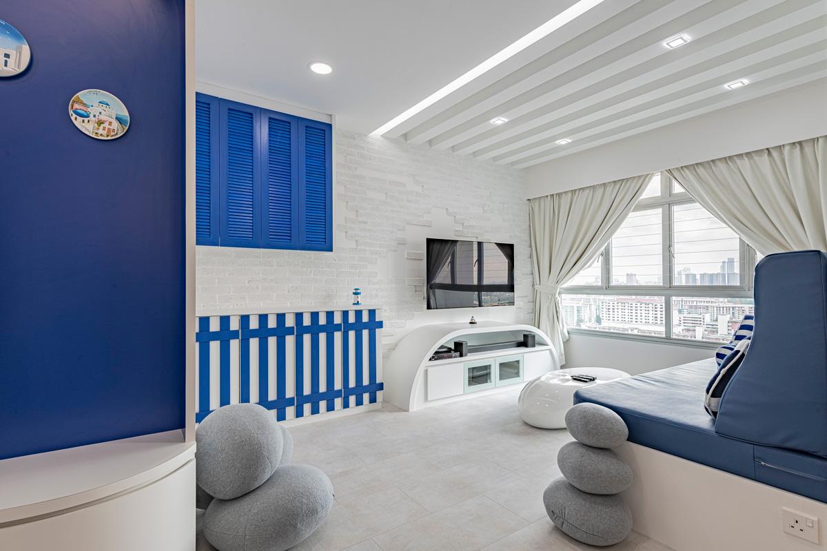 desain kamar tidur rumah santorini