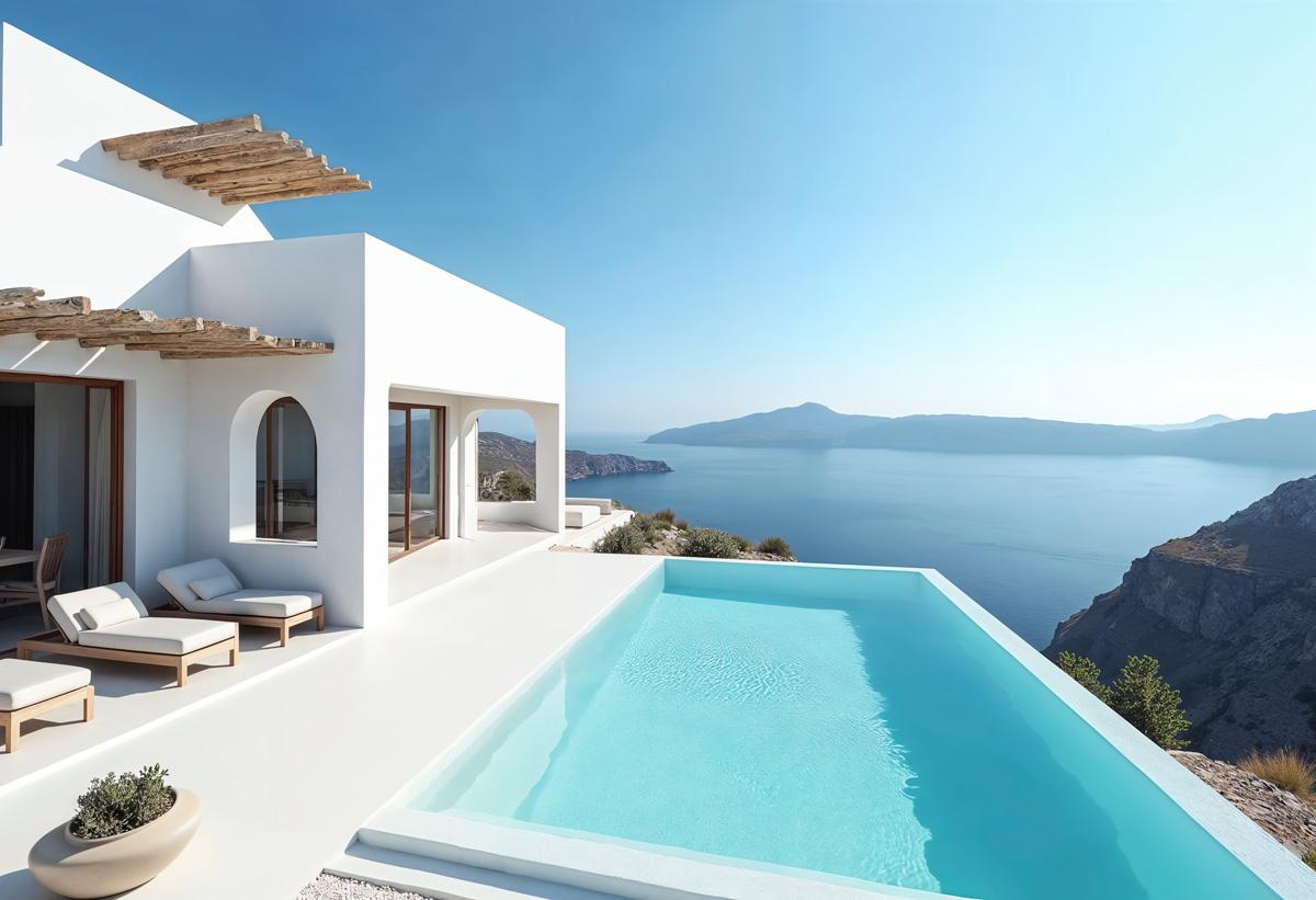 desain kolam renang ala santorini