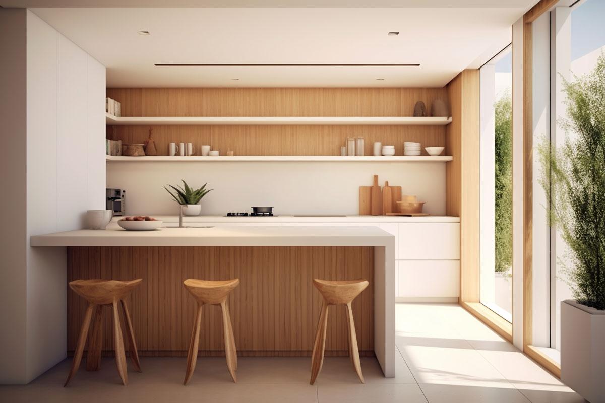 tren model kitchen set 2026: kitchen set dengan warna alami dan netral