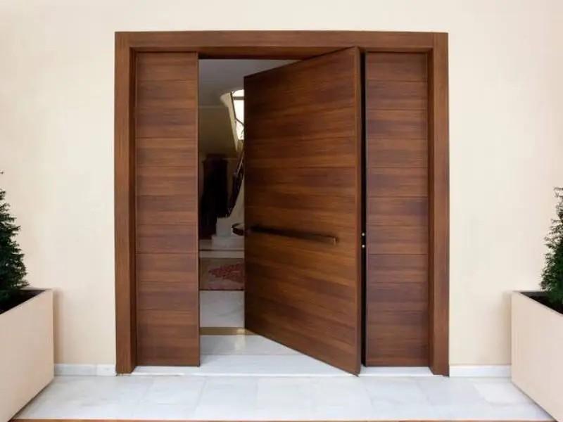 model pintu rumah 1 pintu: pintu kayu detail horizontal