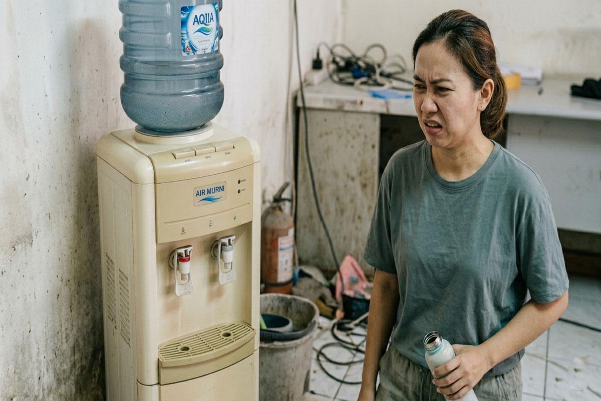 tanda dispenser galon bawah harus dibersihkan