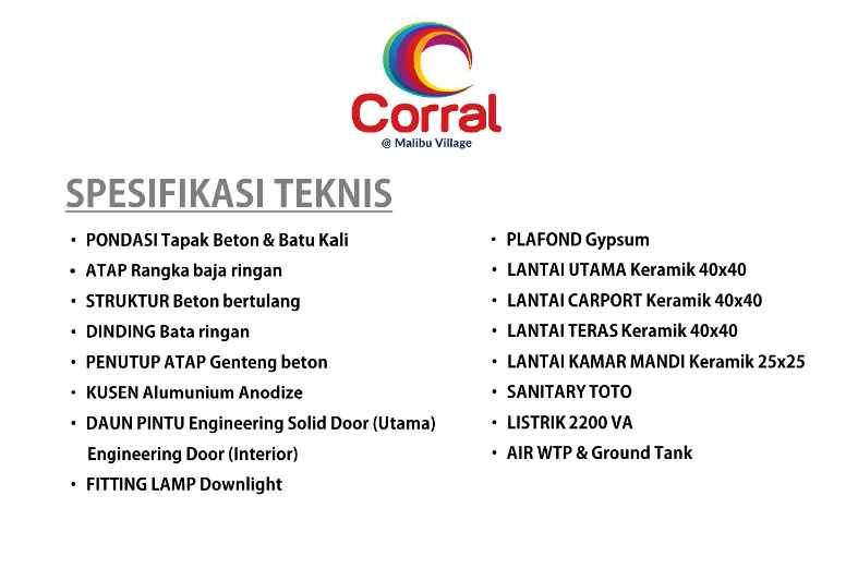 Spesifikasi Cluster Coral @Malibu Village