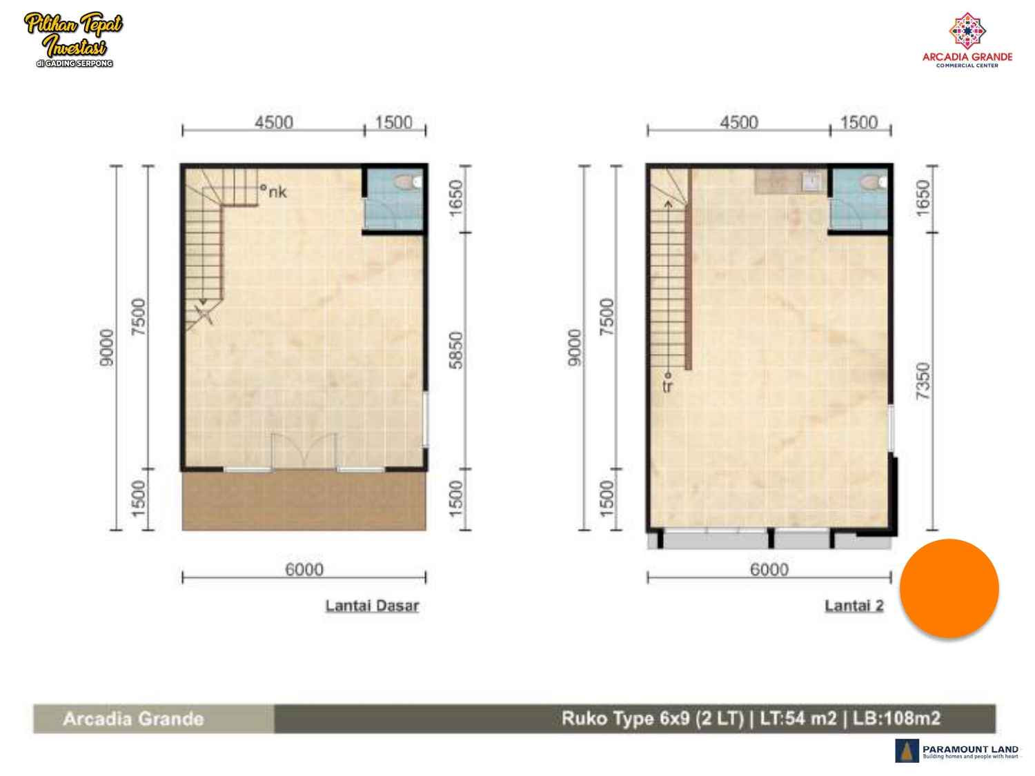 Tipe unit Ruko Arcadia Grande