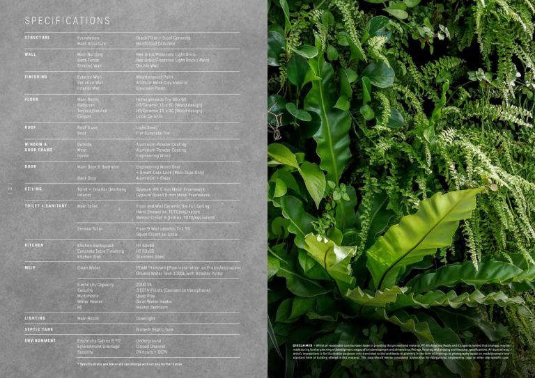 Spesifikasi bangunan Cluster Sutera Sawangan