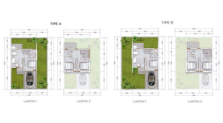 Floor Plan Arum @ Taman Sari Tipe 60 Sudut A&B