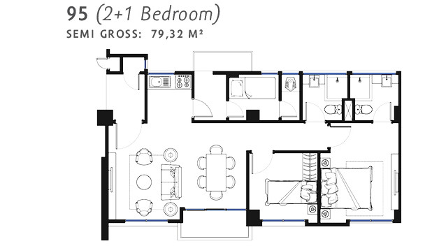 95 2+1BR